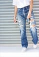 Vintage 90's Ripped Levi Straight Leg Blue Wash Jeans