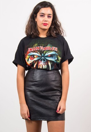 90'S VINTAGE BLACK LEATHER MINI SKIRT