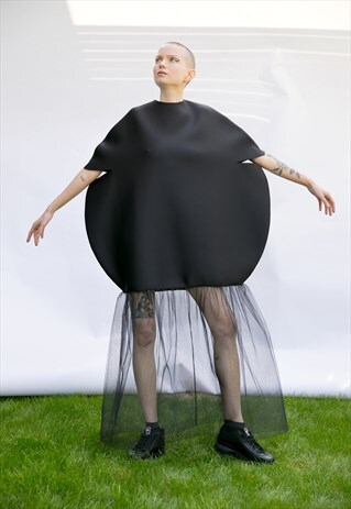 NEOPRENE EXTRAVAGANT DRESS, COVER UP, TUNIC, DRESS IN BLACK