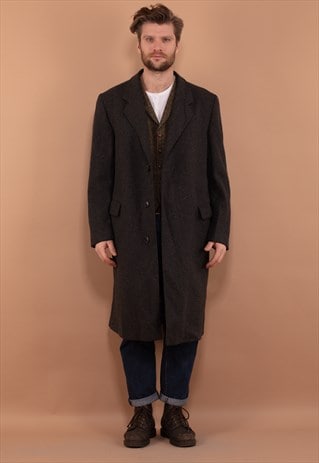 Vintage 70's Men Classic Wool Coat in Grey