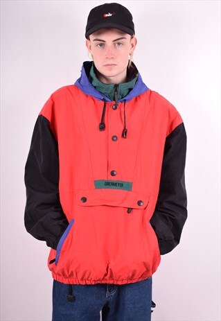 OBERMEYER MENS VINTAGE PULLOVER JACKET LARGE MULTI 90'S