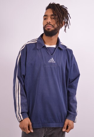 ADIDAS MENS VINTAGE PULLOVER JACKET XL BLUE 90S
