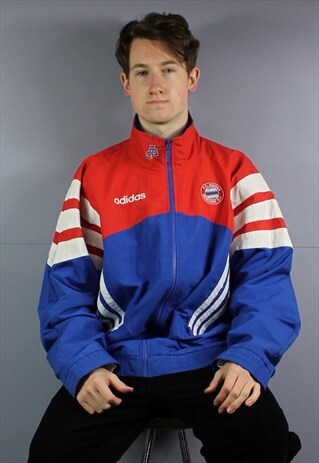 VINTAGE ADIDAS FC BAYERN MUNICH WINDBREAKER IN BLUE WITH ZIP