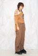 VINTAGE Y2K WIDE LEG CARGO TROUSERS IN BROWN GORPCORE