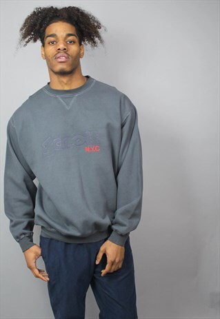 VINTAGE GREY SCHOTT NYC SPELL OUT SWEATSHIRT