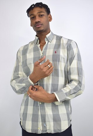 VINTAGE 90S RALPH LAUREN CREAM BLACK CHECK SHIRT