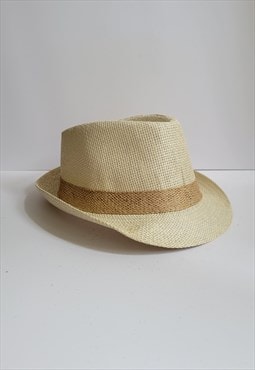 Panama Style Trilby Fedora Straw Beige Sun Hat