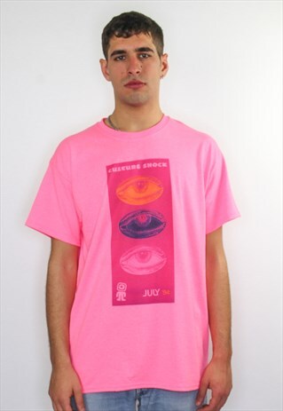 CULTURE SHOCK 94 CROPPED GRAPHIC PRINT 90S RAVE T-SHIRT PINK