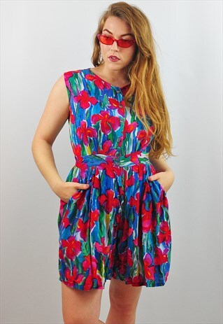 VINTAGE FLORAL FESTIVAL BEACH PLAYSUIT / ROMPER