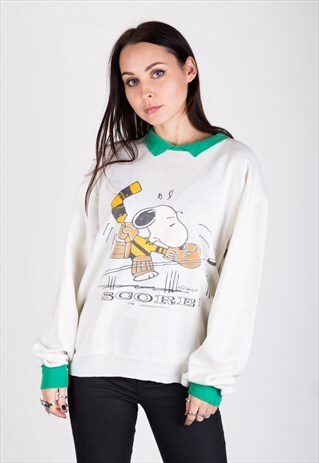 VINTAGE 80S SNOOPY SWEATER WITH COLLAR