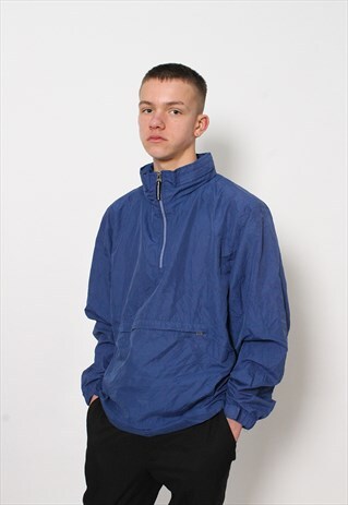 VINTAGE NIKE WINDBREAKER 1/4 ZIP JACKET CONCEALABLE HOOD