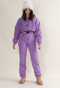Vintage 90s Etirel Purple One Piece Snow Suit, Women SKi Wea