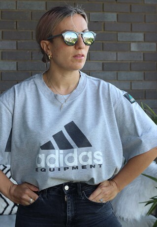 VINTAGE 1990S ADIDAS EQUIPMENT GREY OVERSIZED T SHIRT