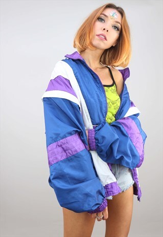VINTAGE 80S 90S OVERSIZED FESTIVAL SHELL WINDBREAKER JACKET