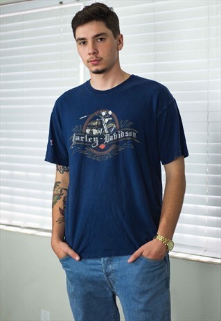 VINTAGE HARLEY DAVIDSON T-SHIRT LOGO 90S L 8.6