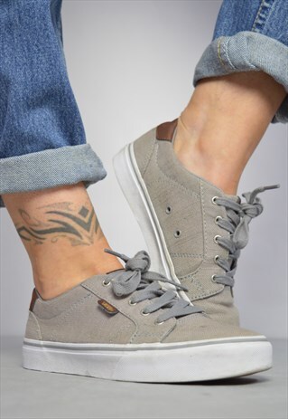 VINTAGE 90S VANS GREY SKATE SHOES TRAINERS PREPPY RETRO