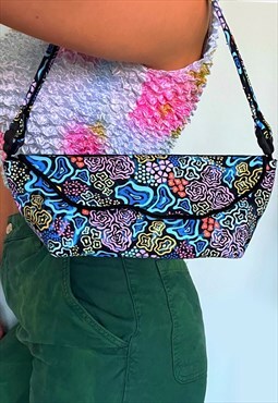 Fleur - Handmade Shoulder Bag in Black and Pastel Floral