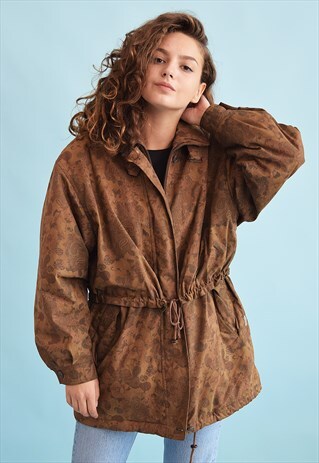 80'S RETRO FLORAL & PAISLEY PRINT PUFFER PARKA JACKET