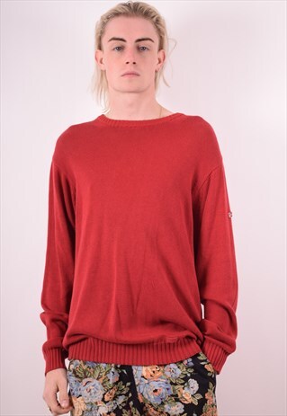 HENRI LLOYD MENS VINTAGE JUMPER SWEATER LARGE RED 90S