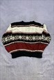 VINTAGE KNITTED JUMPER ABSTRACT PATTERNED CHUNKY SWEATER