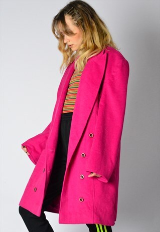 VINTAGE 80S PINK WOOL BLEND LIGHTWEIGHT COAT