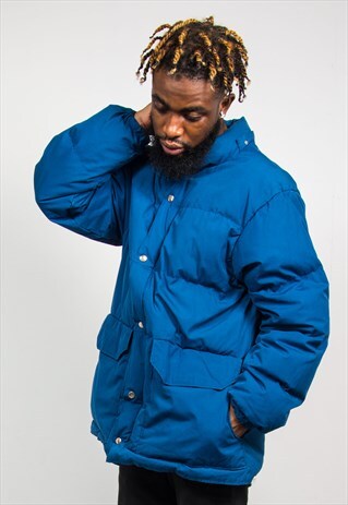 90'S VINTAGE BLUE PUFFER COAT JACKET