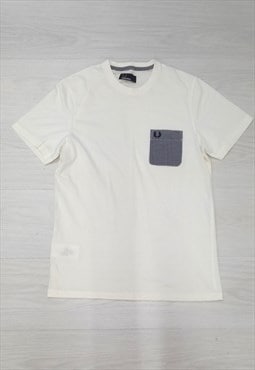 00's Fred Perry T-Shirt White Short Sleeve Gingham 