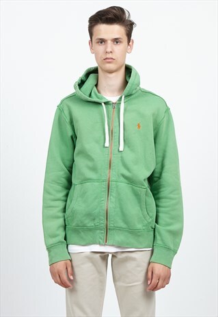 VINTAGE GREEN POLO RALPH LAUREN ZIP HOODIE TRACK JACKET