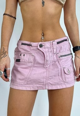 Vintage Y2k Mini Skirt Gstar Cargo Pink Utility Grunge 2000s