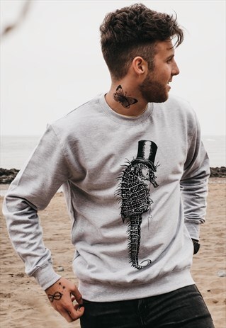 ART DISCO 'DISTINGUISHED SEAHORSE' SWEATSHIRT IN GREY