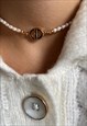 AUTHENTIC DIOR CD PENDANT - UPCYLCED PEARLS CHOKER