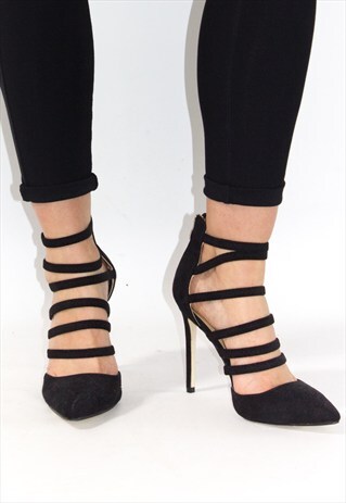 FAUX SUEDE STRAPPY STILETTOS