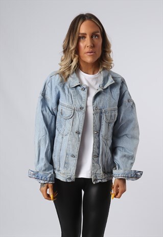 DENIM JACKET OVERSIZED FITTED VINTAGE UK 14 - 16 (G34R)