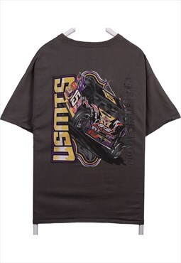 Vintage 90's Hanes T Shirt Nascar Racing Back Print Grey