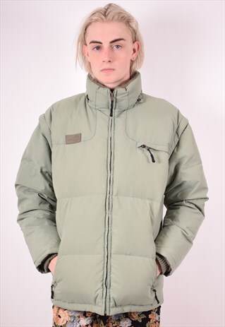 FILA MENS VINTAGE PADDED JACKET MEDIUM KHAKI 90S