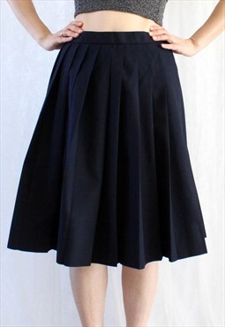 Vintage Skirt Navy Uniform Pleated M B203