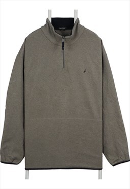 Vintage 90's Nautica Fleece Jumper Warm Quarter Zip Grey