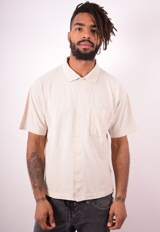 LOTTO MENS VINTAGE POLO SHIRT MEDIUM BEIGE 90S
