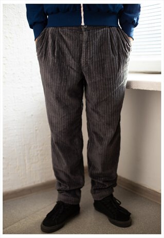 VINTAGE 80'S GREY CORDUROY TROUSERS