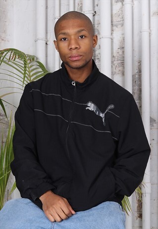 VINTAGE PUMA LOGO TRACK JACKET BLACK