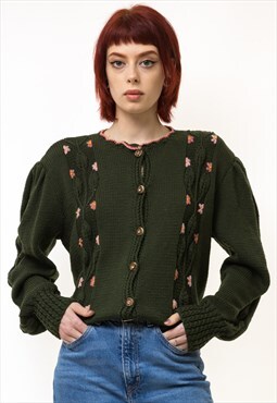 70s Vintage Floral Embroidered Tyrol Cardigan 5263