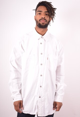 LEVI'S MENS VINTAGE DENIM SHIRT XXL WHITE 90S
