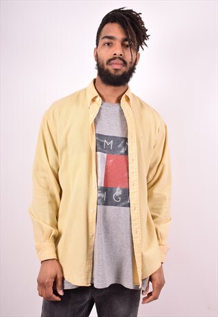 YVES SAINT LAURENT MENS VINTAGE SHIRT MEDIUM YELLOW 90'S