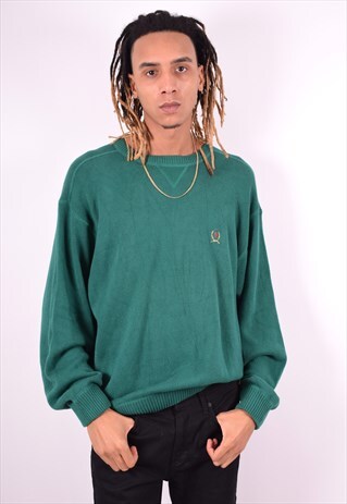 TOMMY HILFIGER MENS VINTAGE JUMPER SWEATER XL GREEN 90'S