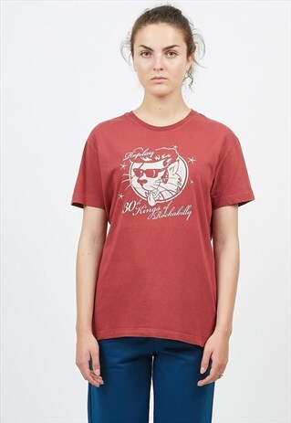 90S VINTAGE RED REPLAY LOGO CREW NECK T-SHIRT