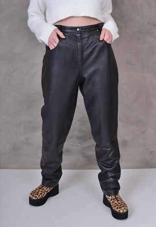 VINTAGE ITALIAN LEATHER TROUSERS IN BLACK