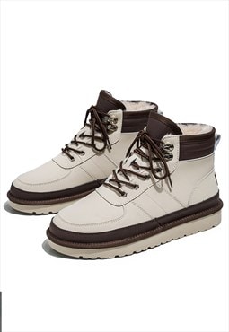 Mountain boots chunky sole skiing style ankle shoes in cream
