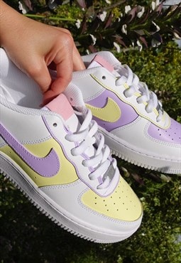 NIKE Custom Air Force 1 Lilac & light Yellow (Smaller Sizes)