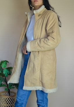 Vintage Faux Sheepskin Coat w Shearling Lining