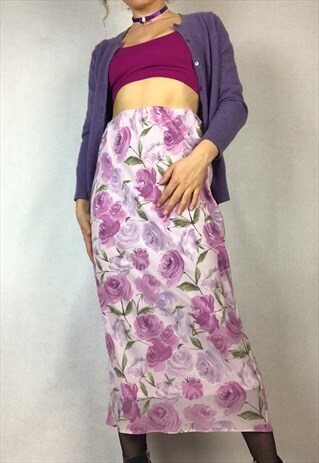 90S FLORAL MIDI SKIRT